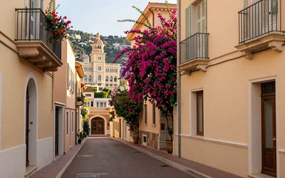 Monaco-Ville old town with cobblestone streets and historic Mediterranean buildings