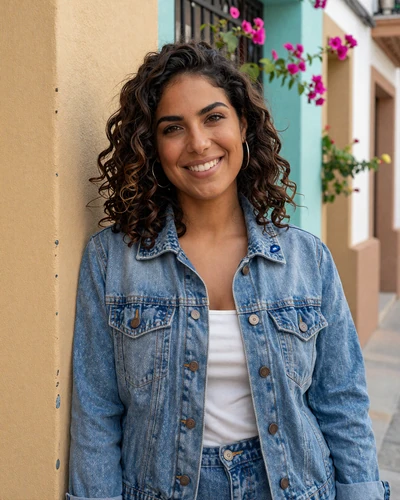 Sofia, 27, Spanish woman on a colorful Valencia street with flowers