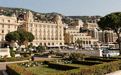 Monte Carlo neighborhood with grand European architecture and manicured gardens