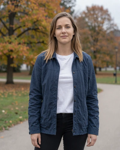 Astrid a 32-year-old Danish woman with light brown hair in a Danish autumn park