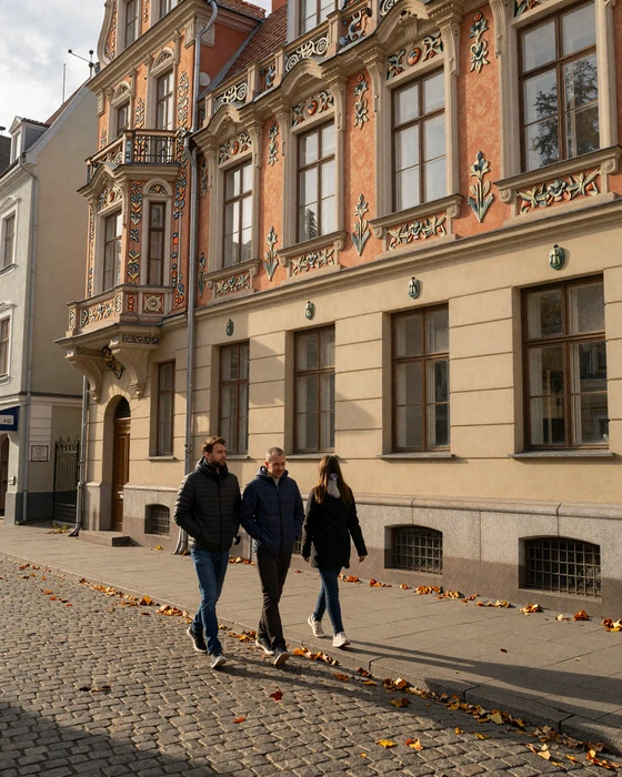 Art Nouveau district in Riga Latvia with ornate building facades and autumn atmosphere